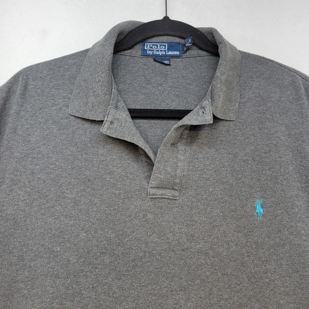 Polo Ralph Lauren Polo Shirt Men Large Gray Classic Fit Cotton Short Sleeve Pony